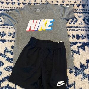 Nike Gray T-Shirt and Black Shorts Set